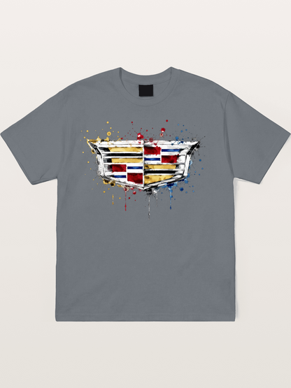 Cadillac Watercolor Logo Print Cotton T-shirt
