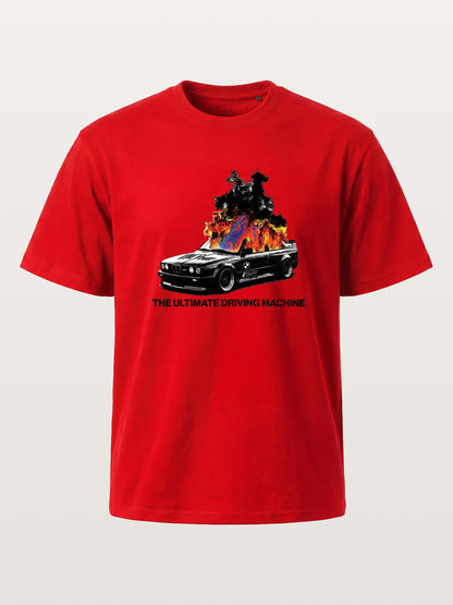 Burning BMW Retro Halftone Poster Cotton T-shirt