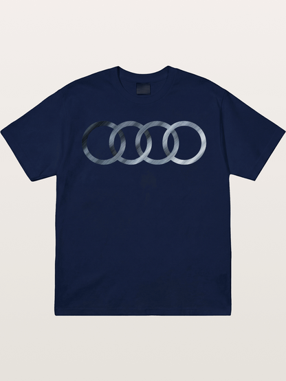 Audi Four Rings Brushed Metal Logo Gildan T-shirt