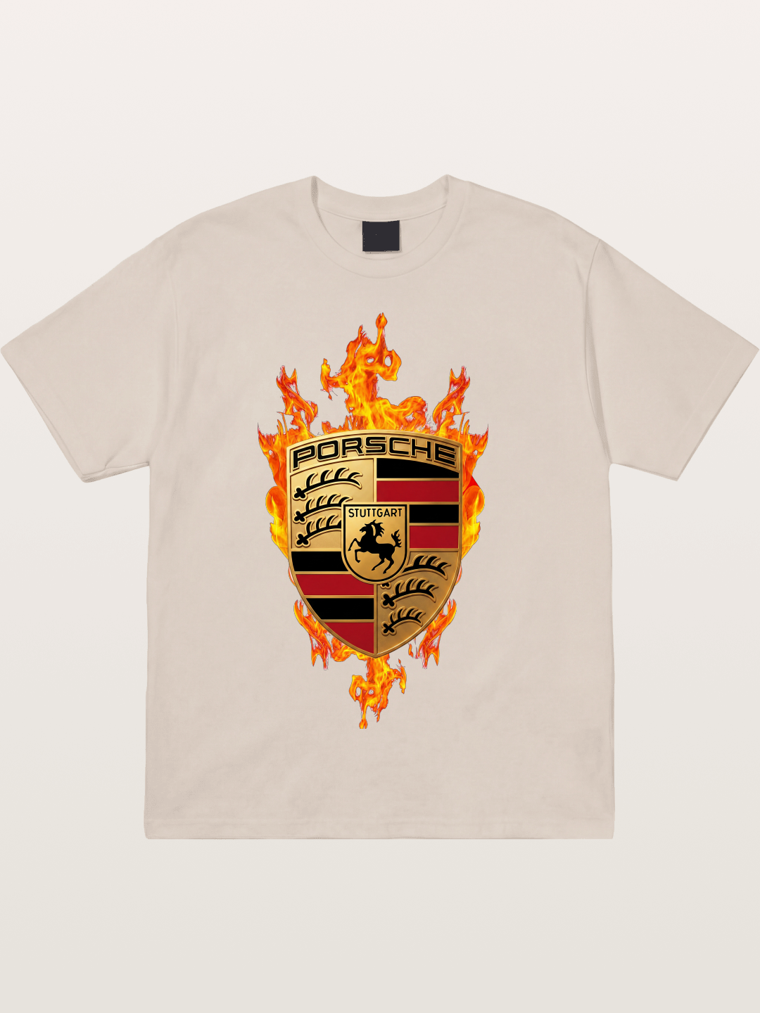 Porsche Flaming Logo Print Cotton T-shirt