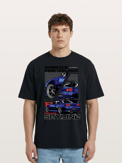 Nissan Skyline GT-R R34 Split View Cotton T-shirt