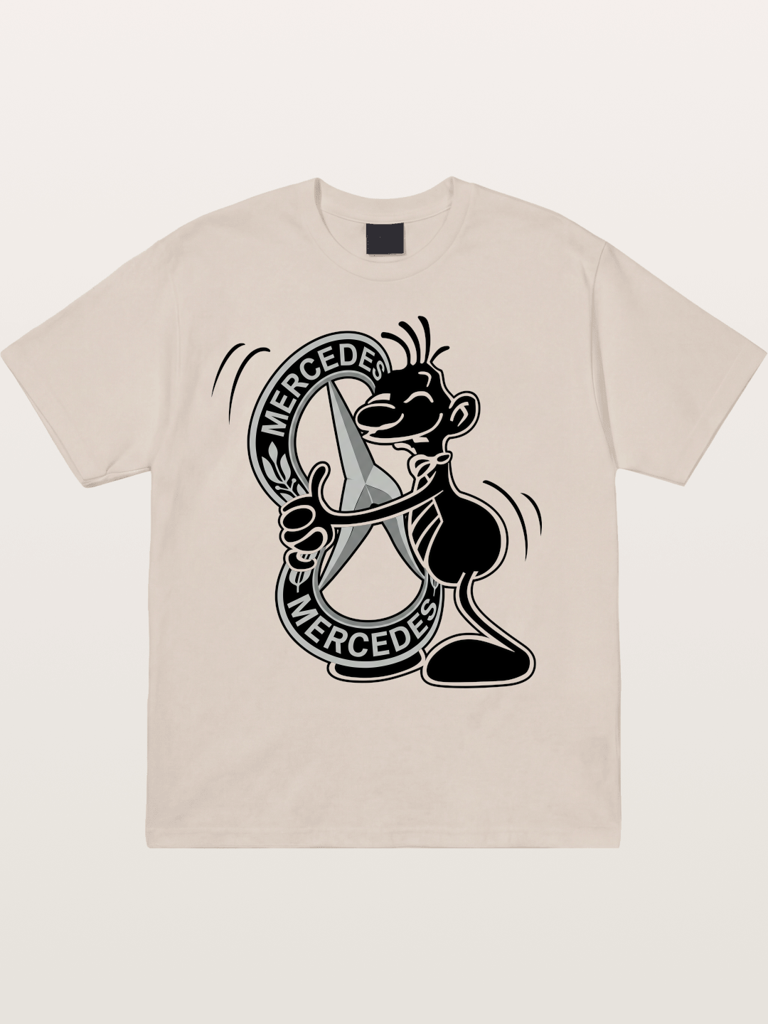 Character Holding Mercedes Emblem Cotton T-shirt