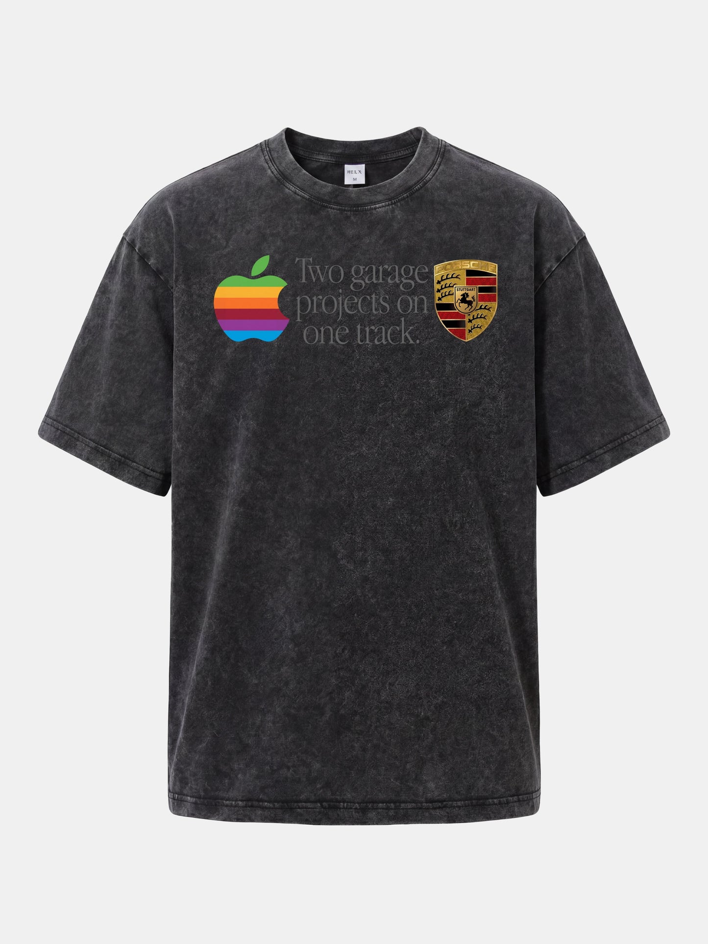 Rainbow Apple Porsche Garage Phrase Washed T-shirt