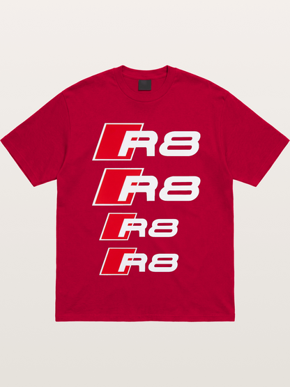 Audi R8 Red Repeated Text Gildan T-shirt