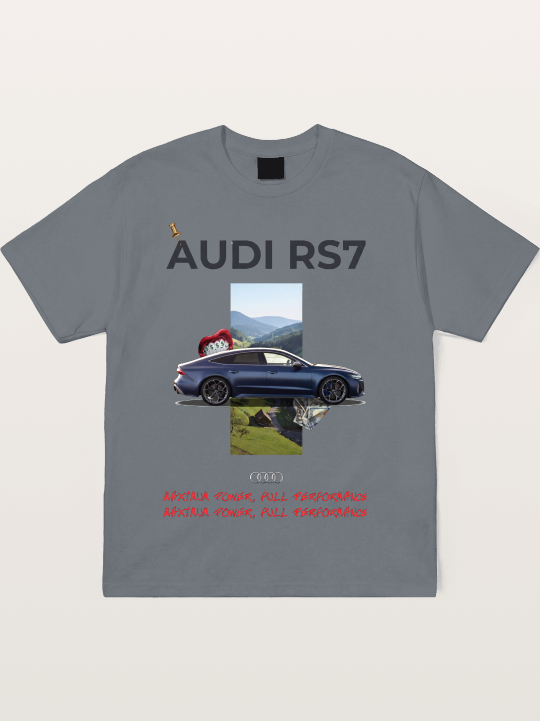 Audi RS7 Surreal Collage Art Cotton T-shirt