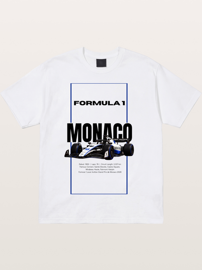 Monaco F1 LV Blue Border Print Cotton T-shirt
