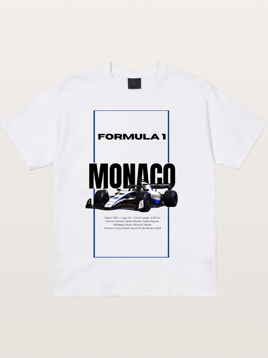 Monaco F1 LV Blue Border Print Cotton T-shirt