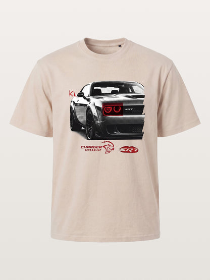 Red Taillight Hellcat Grunge Print Cotton T-shirt