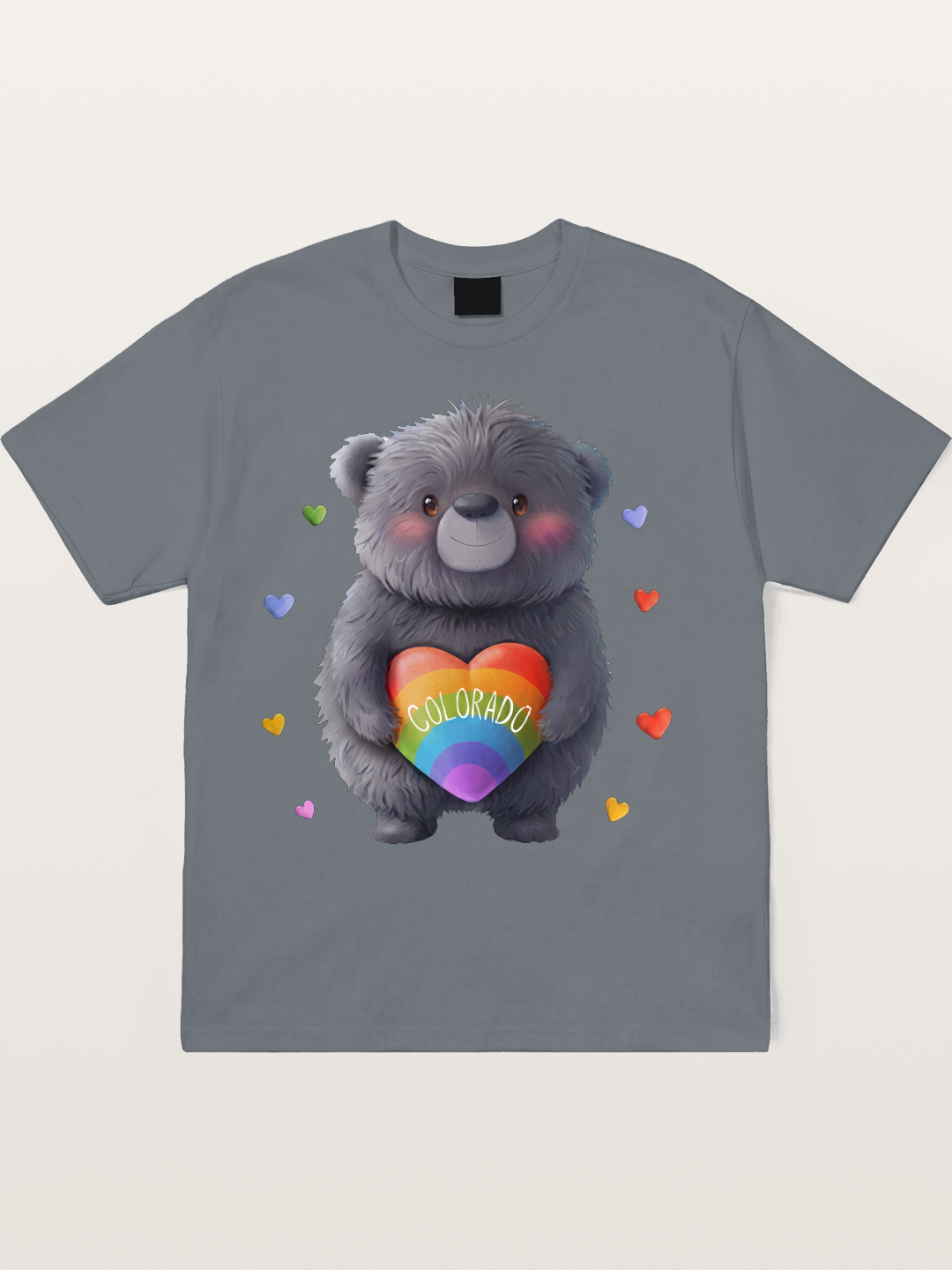 Colorado Pride Bear With Rainbow Heart Cotton T-shirt
