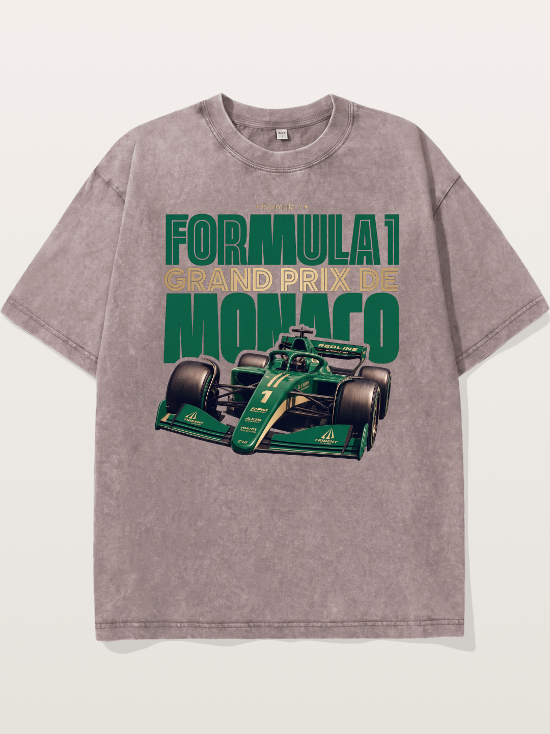 Green Monaco F1 Race Print Washed T-shirt
