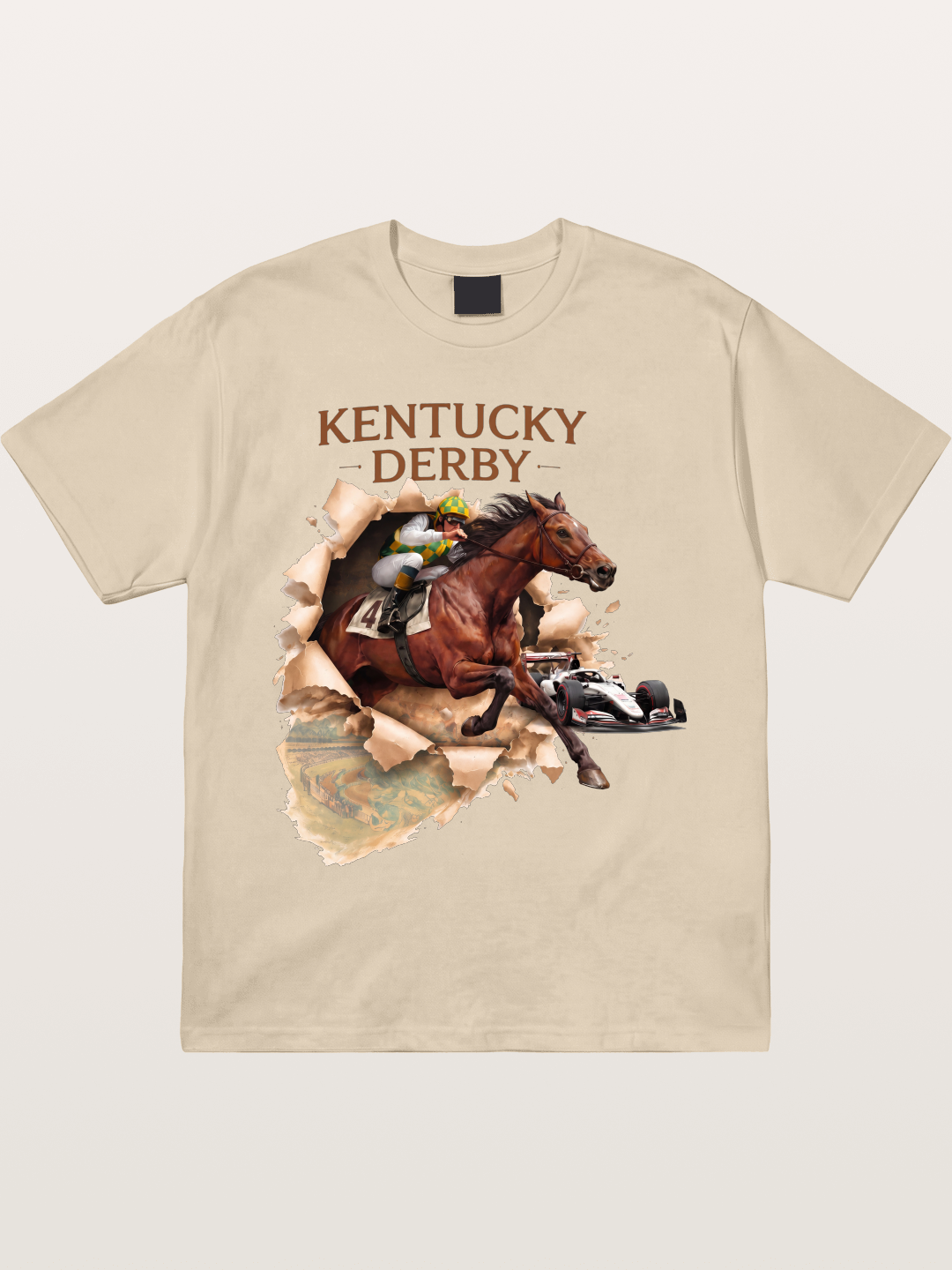 Derby Horse & Race Car Collage Design Gildan T-shirt