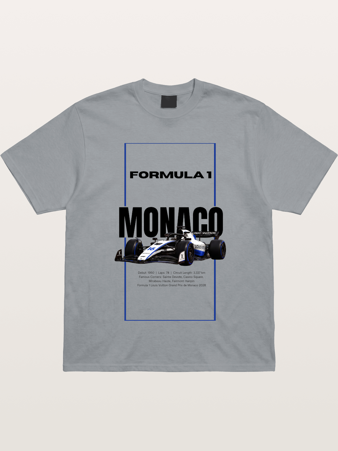 Monaco F1 LV Blue Border Print Gildan T-shirt