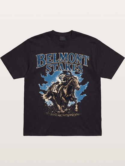 Belmont Stakes Mud Splash Poster Gildan T-shirt