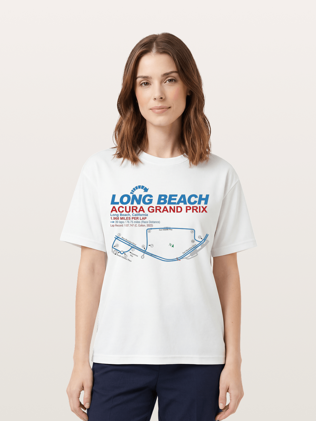 Long Beach Grand Prix Map Cotton T-shirt