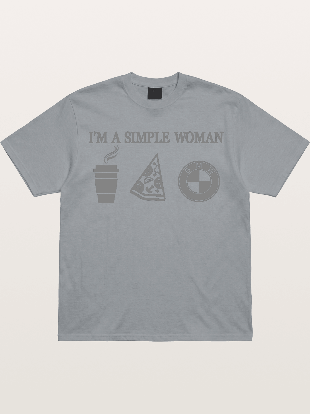 Simple Woman BMW Coffee Pizza Art Gildan T-shirt