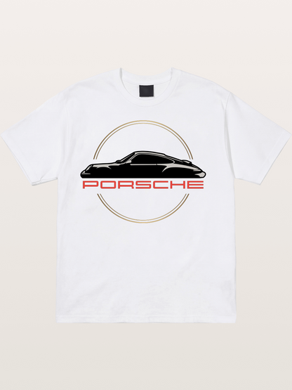 Porsche Silhouette Logo Art Cotton T-shirt