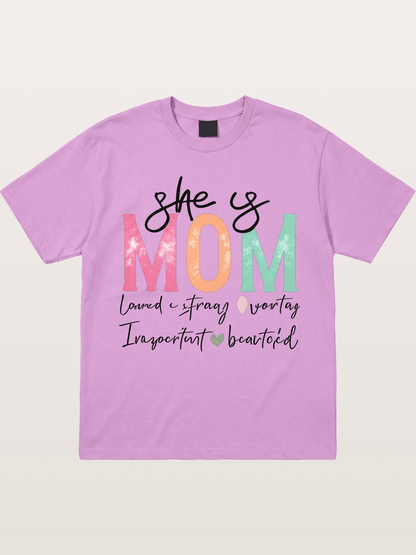She is Mom Boho Pastel Print Gildan T-shirt