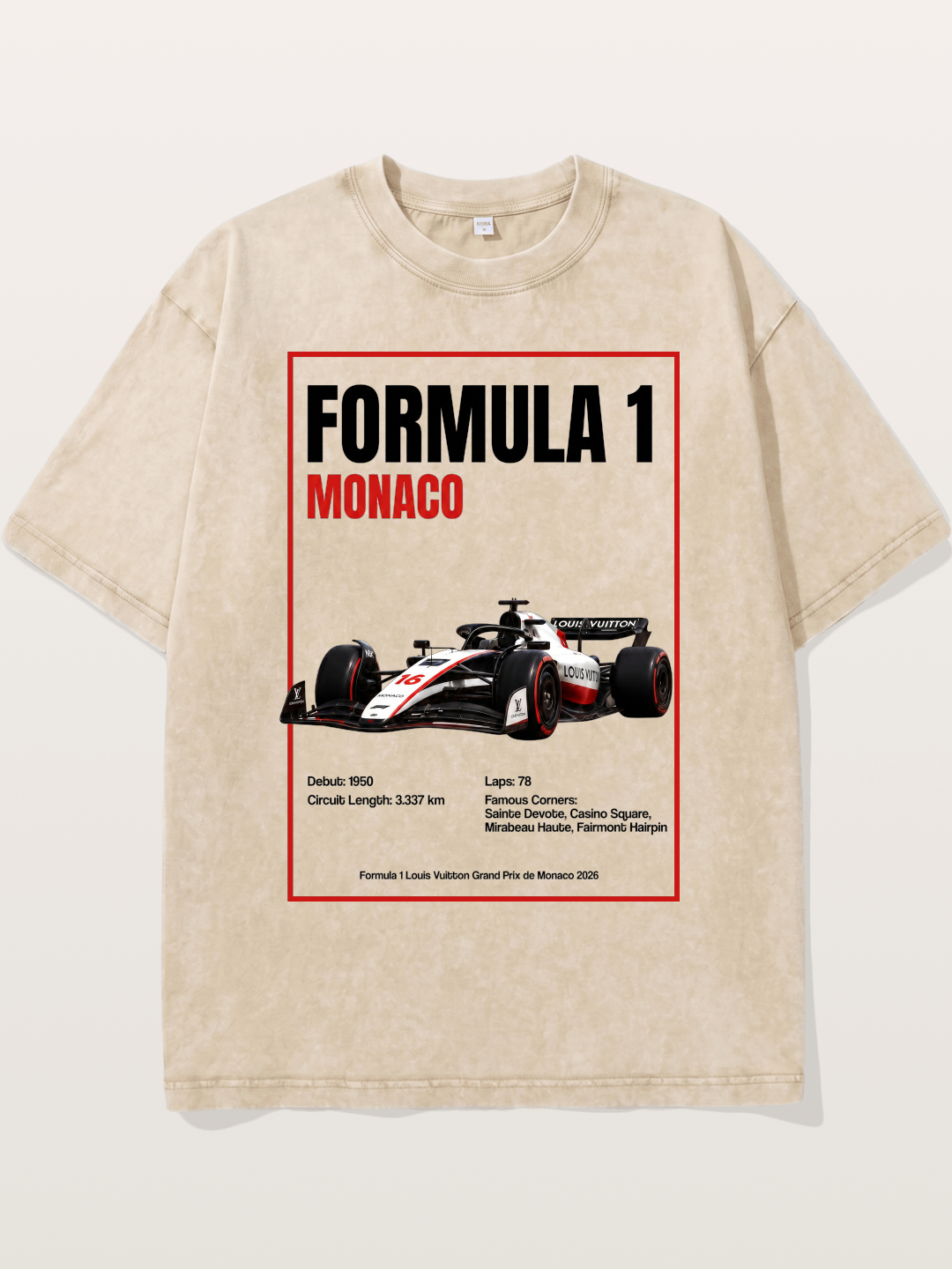 F1 Monaco LV Racing Car Poster Washed T-shirt