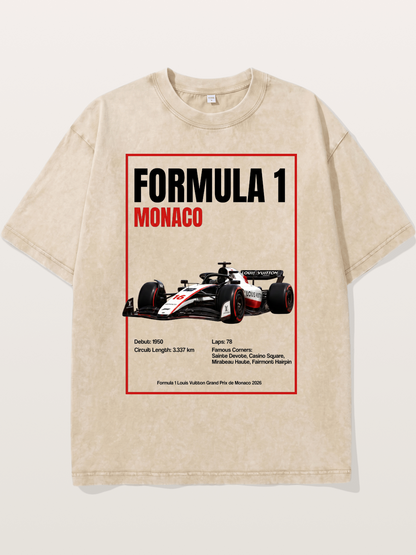 F1 Monaco LV Racing Car Poster Washed T-shirt
