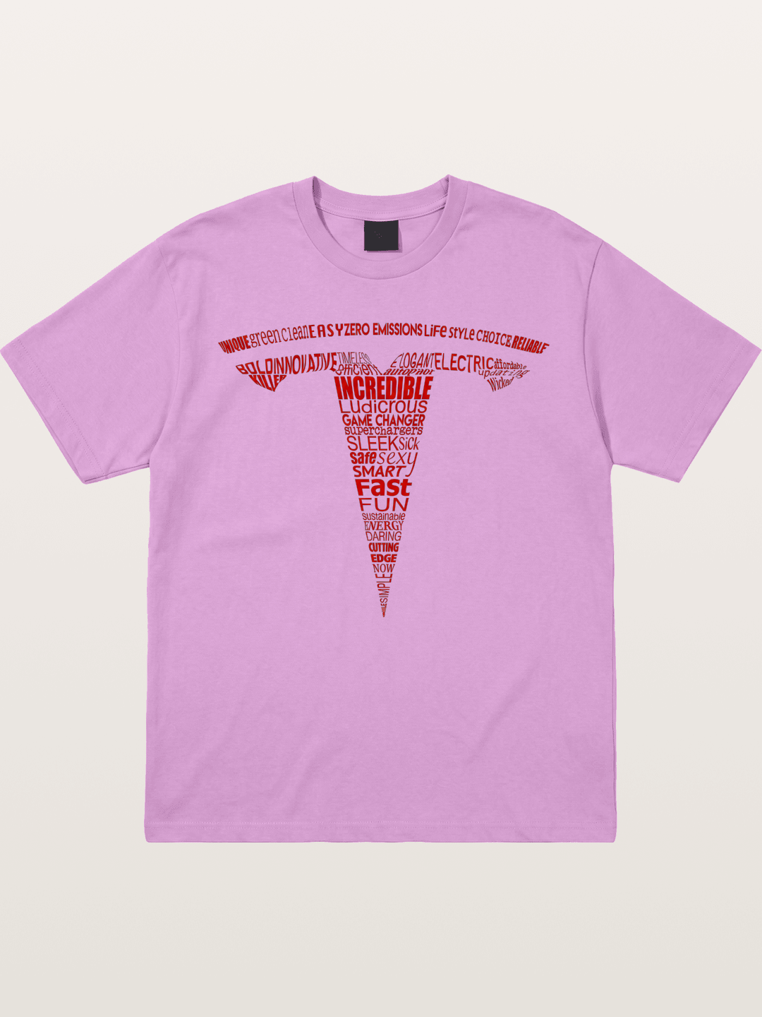 Tesla Word Cloud Heart Print Gildan T-shirt