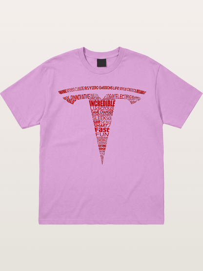 Tesla Word Cloud Heart Print Gildan T-shirt