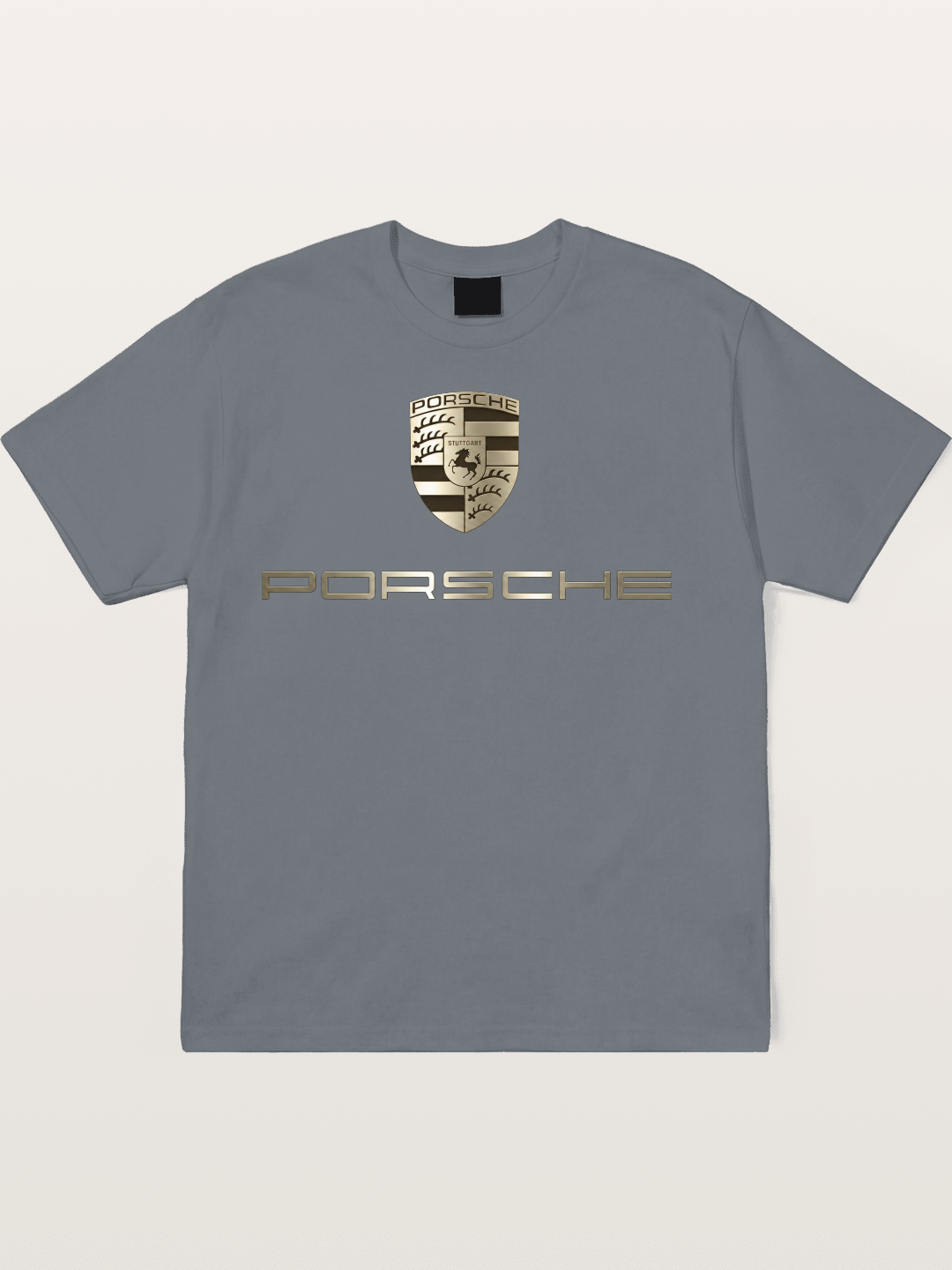 Metallic Porsche Shield Logo Cotton T-shirt