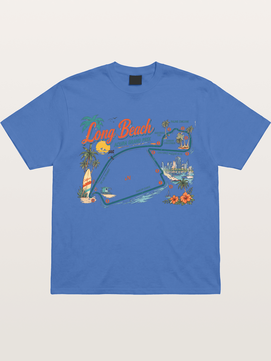 Long Beach Circuit Track Map Graphic Gildan T-shirt