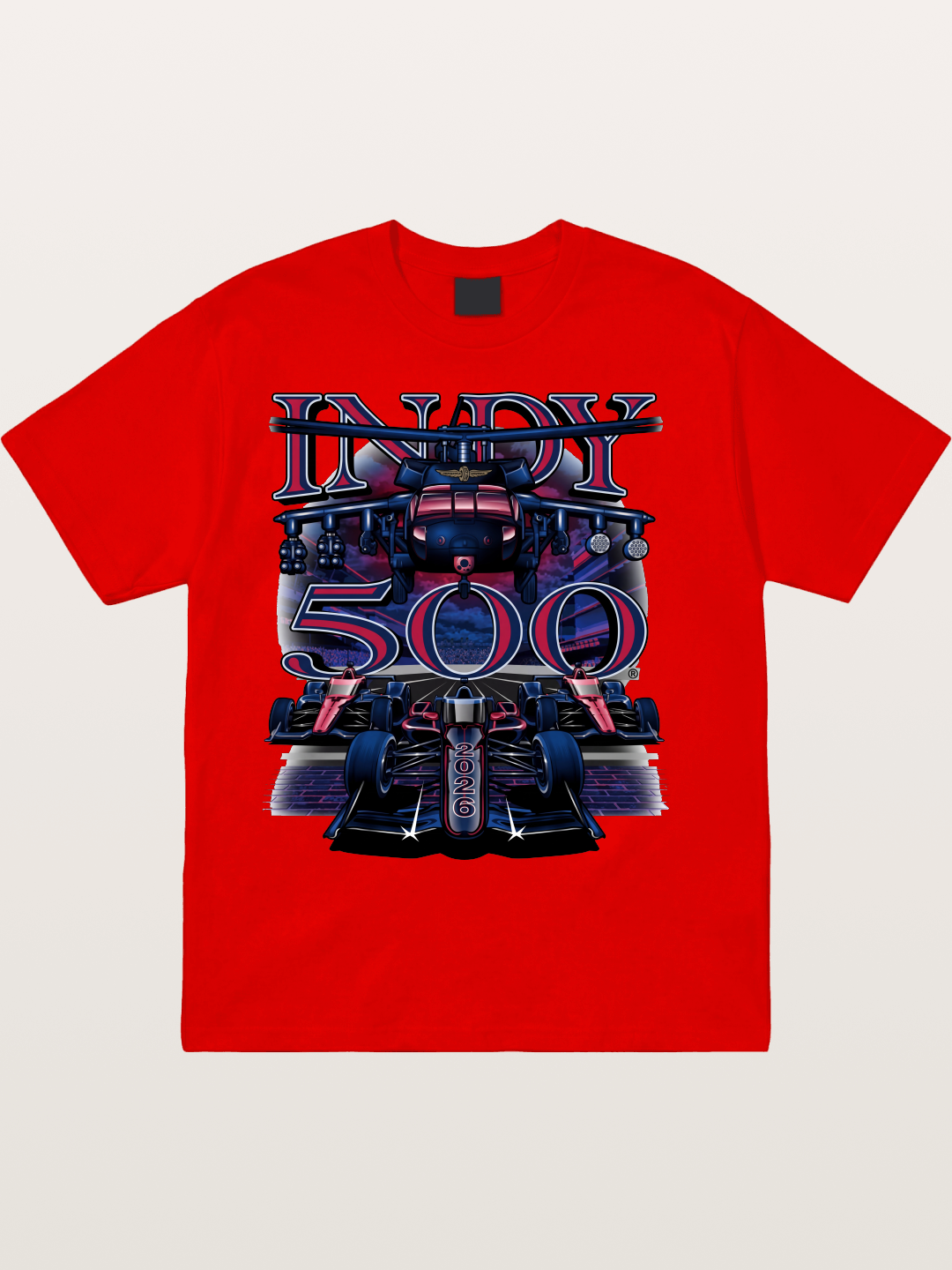 Indy 500 2026 Race Car Neon Art Cotton T-shirt