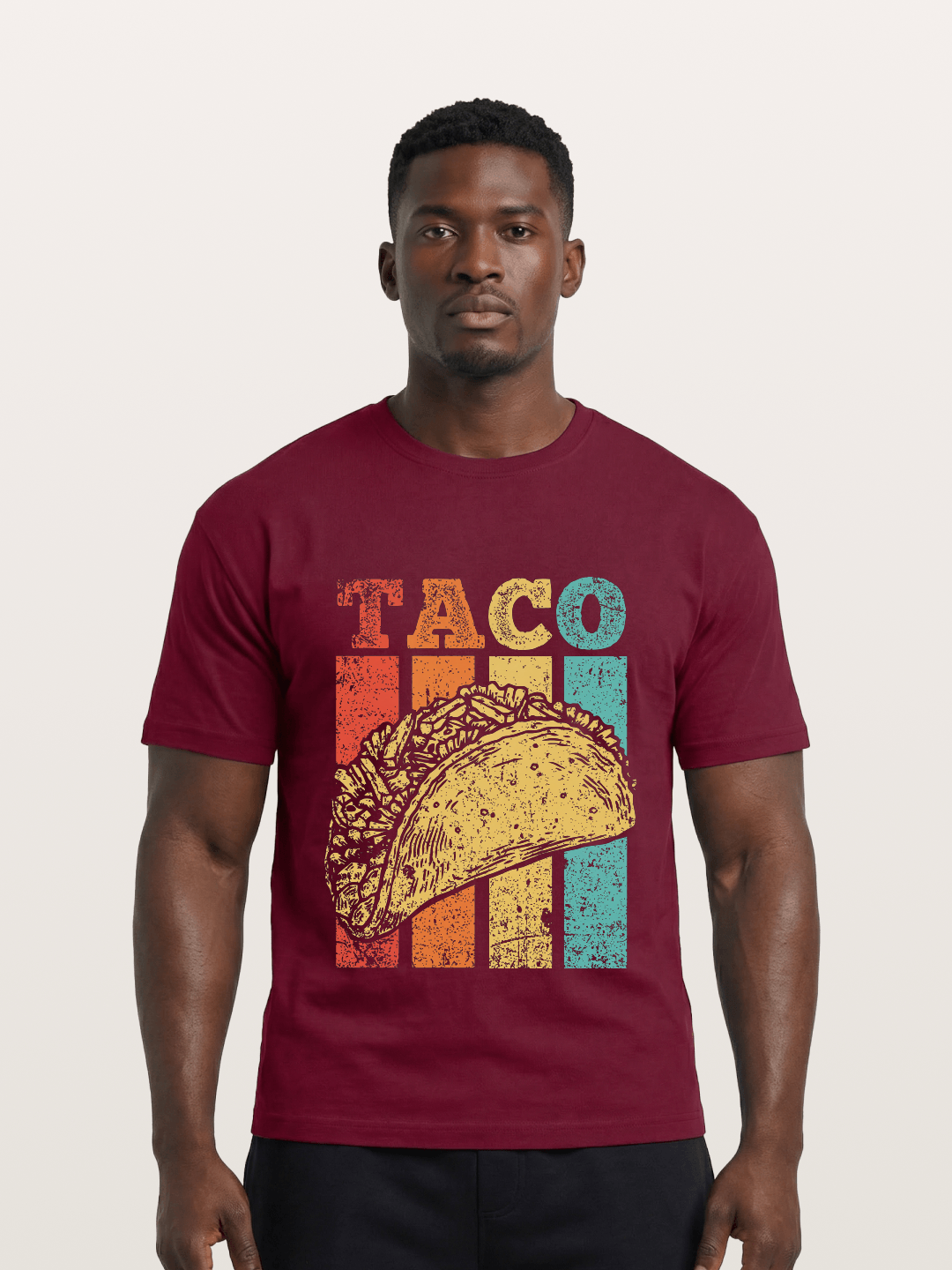 Vintage Taco Retro Stripes Food Gildan T-shirt