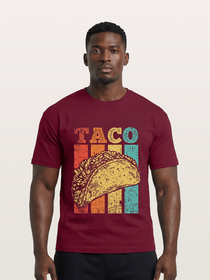 Vintage Taco Retro Stripes Food Gildan T-shirt