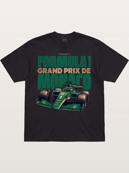 Green Monaco F1 Race Print Cotton T-shirt