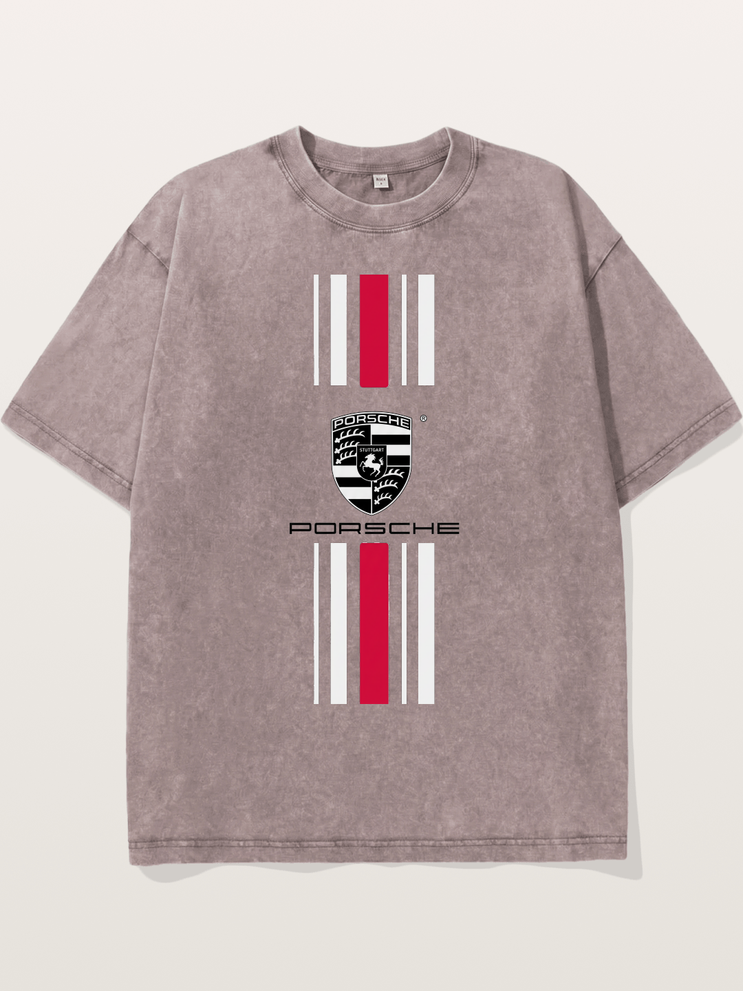 Porsche Crest Striped Design Washed T-shirt