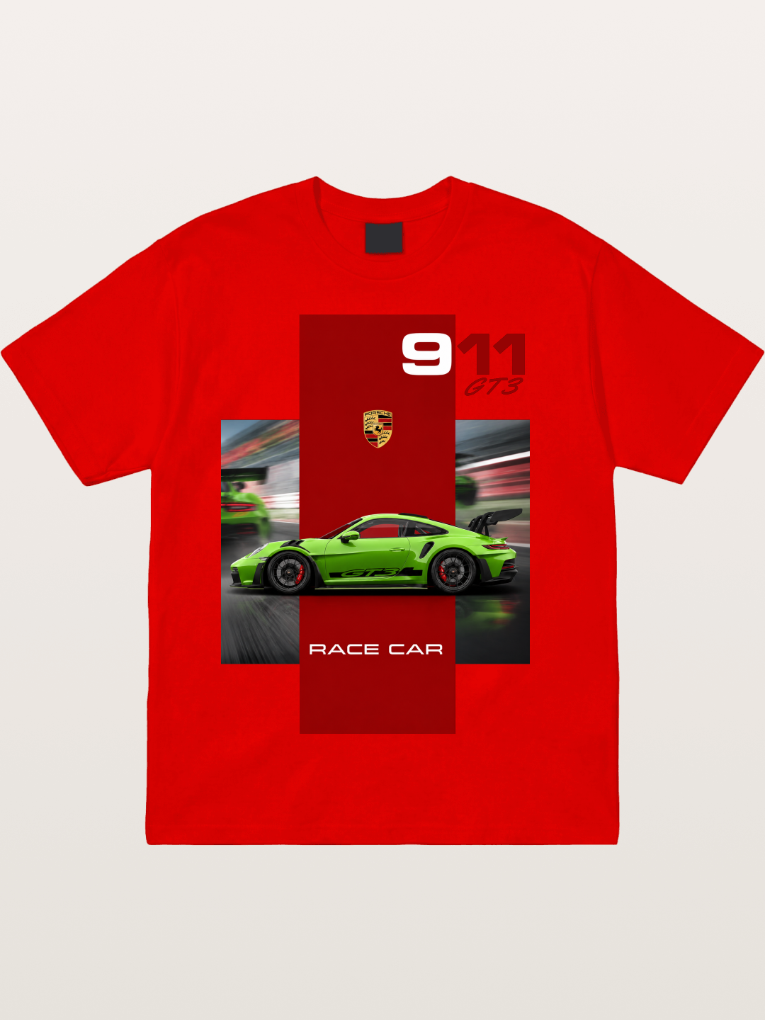 Porsche 911 GT3 Green Race Car Cotton T-shirt