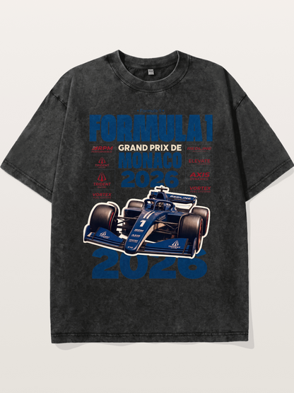 Deep Blue Monaco F1 2026 Card Washed T-shirt