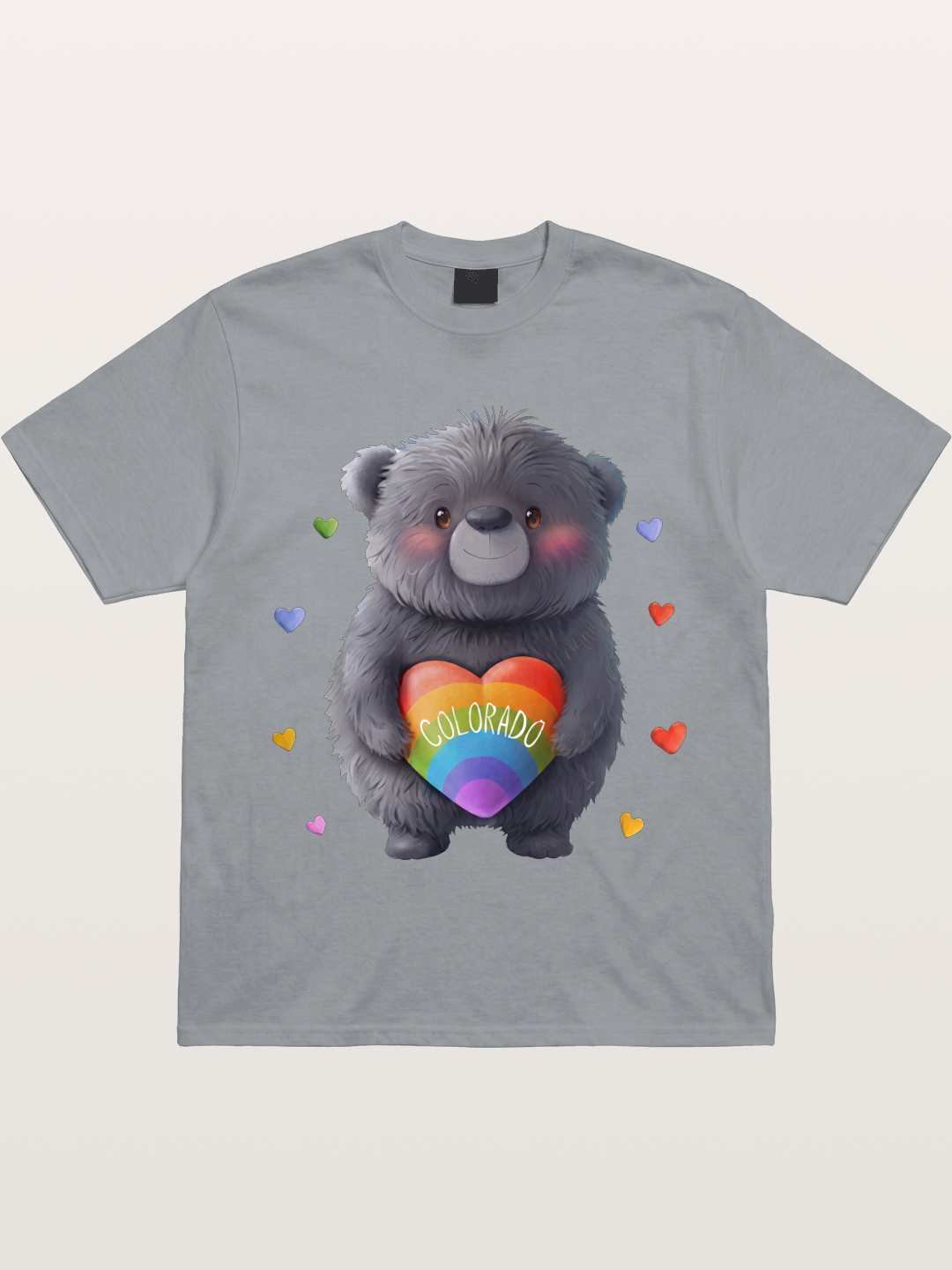 Colorado Pride Bear With Rainbow Heart Gildan T-shirt