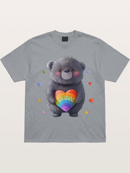 Colorado Pride Bear With Rainbow Heart Gildan T-shirt