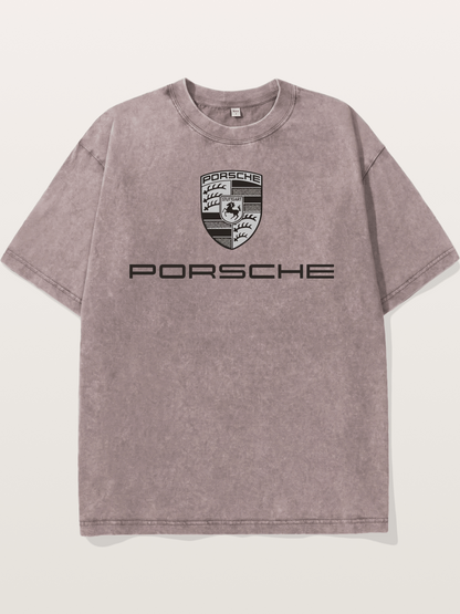 Monochrome Porsche Crest Washed T-shirt