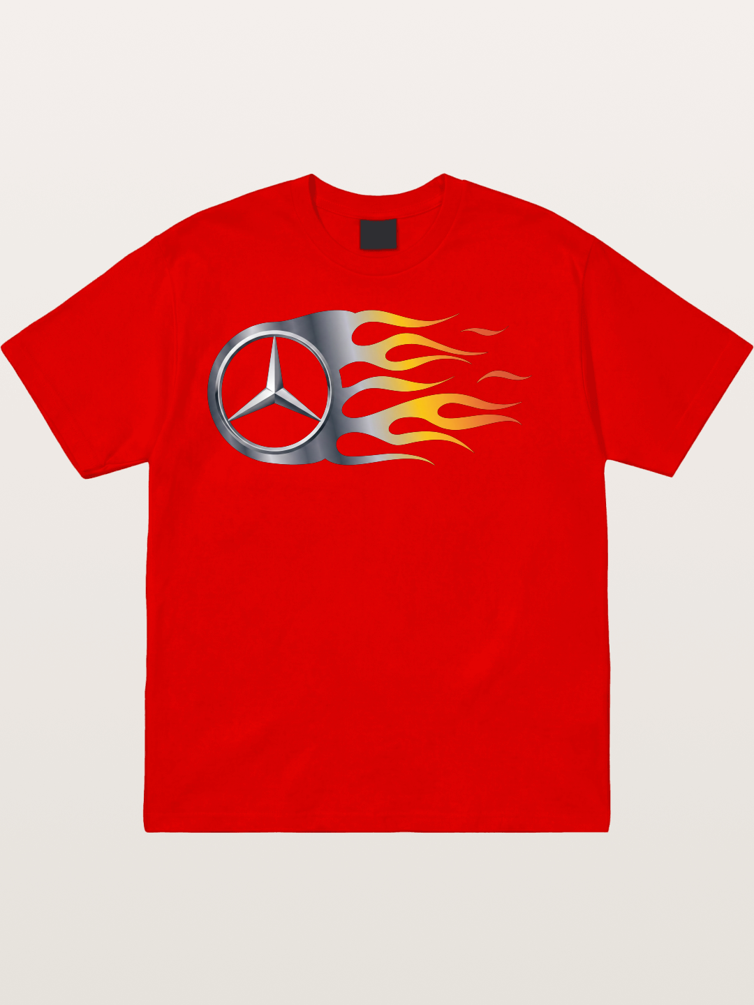 Mercedes Star With Flame Design Cotton T-shirt