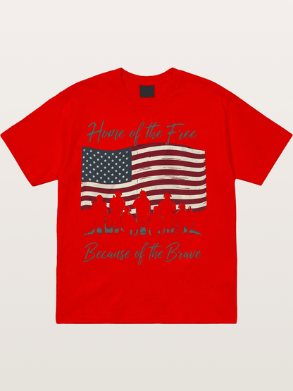 Home of the Free Because of the Brave Cotton T-shirt