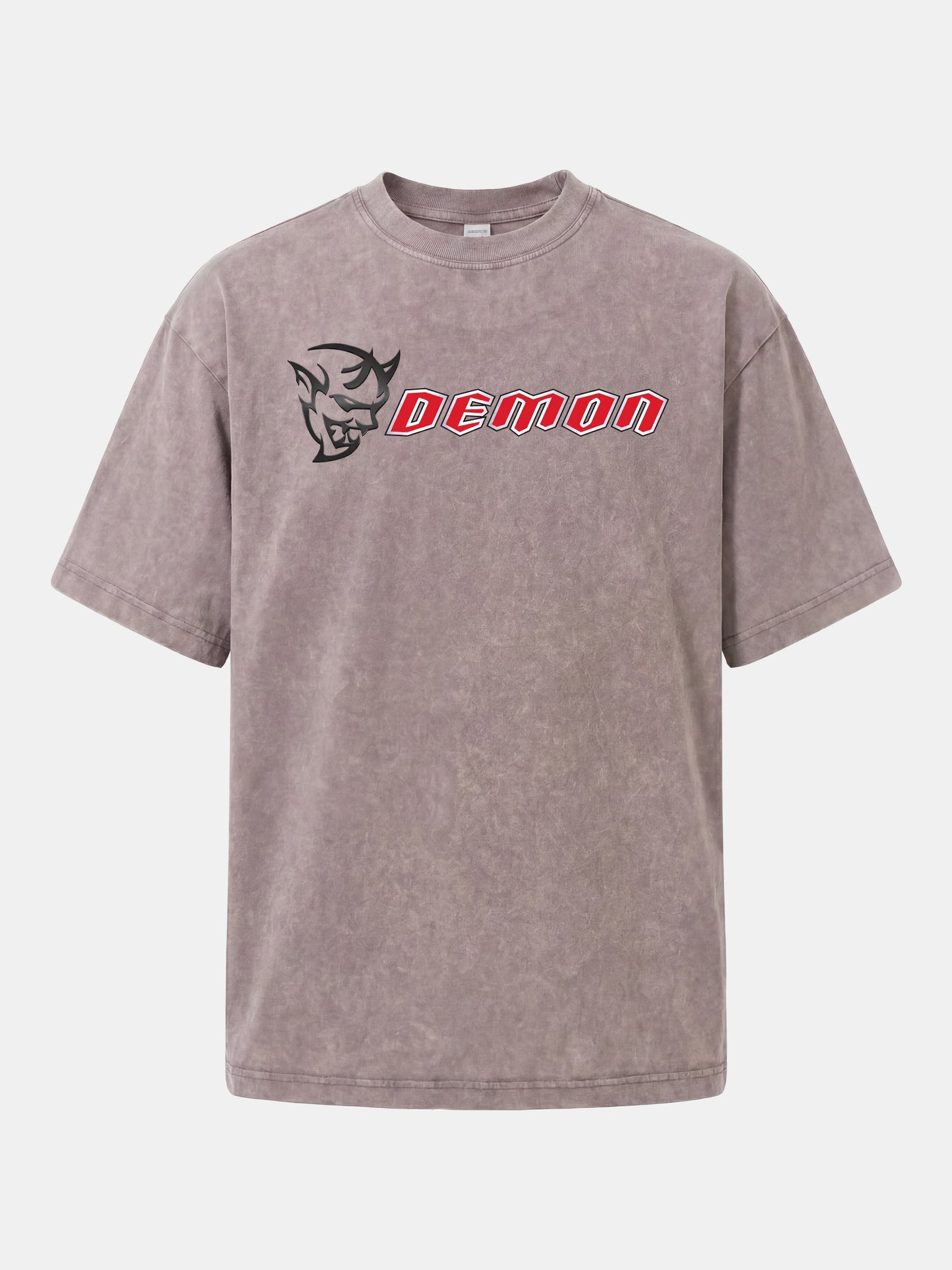 Demon Devil Head Letter Card Washed T-shirt