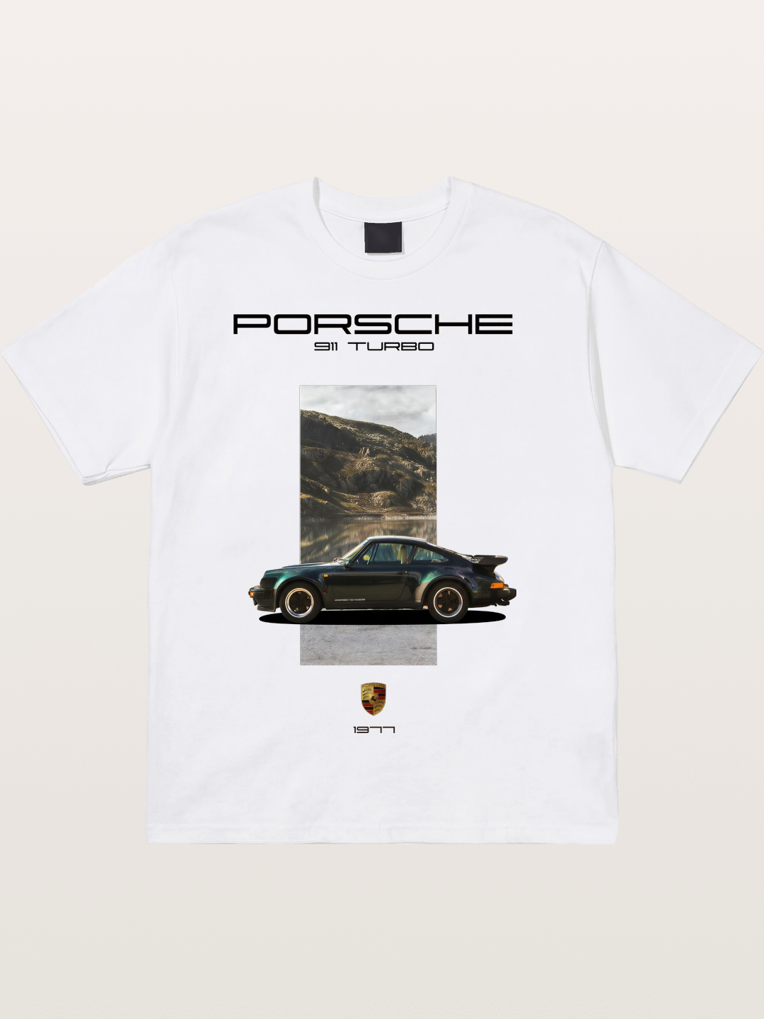 Vintage 911 Turbo Mountain Print Cotton T-shirt
