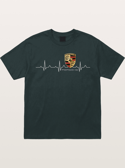 Porsche Heartbeat ECG Line Design Gildan T-shirt