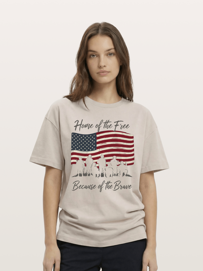 Home of the Free Because of the Brave Cotton T-shirt