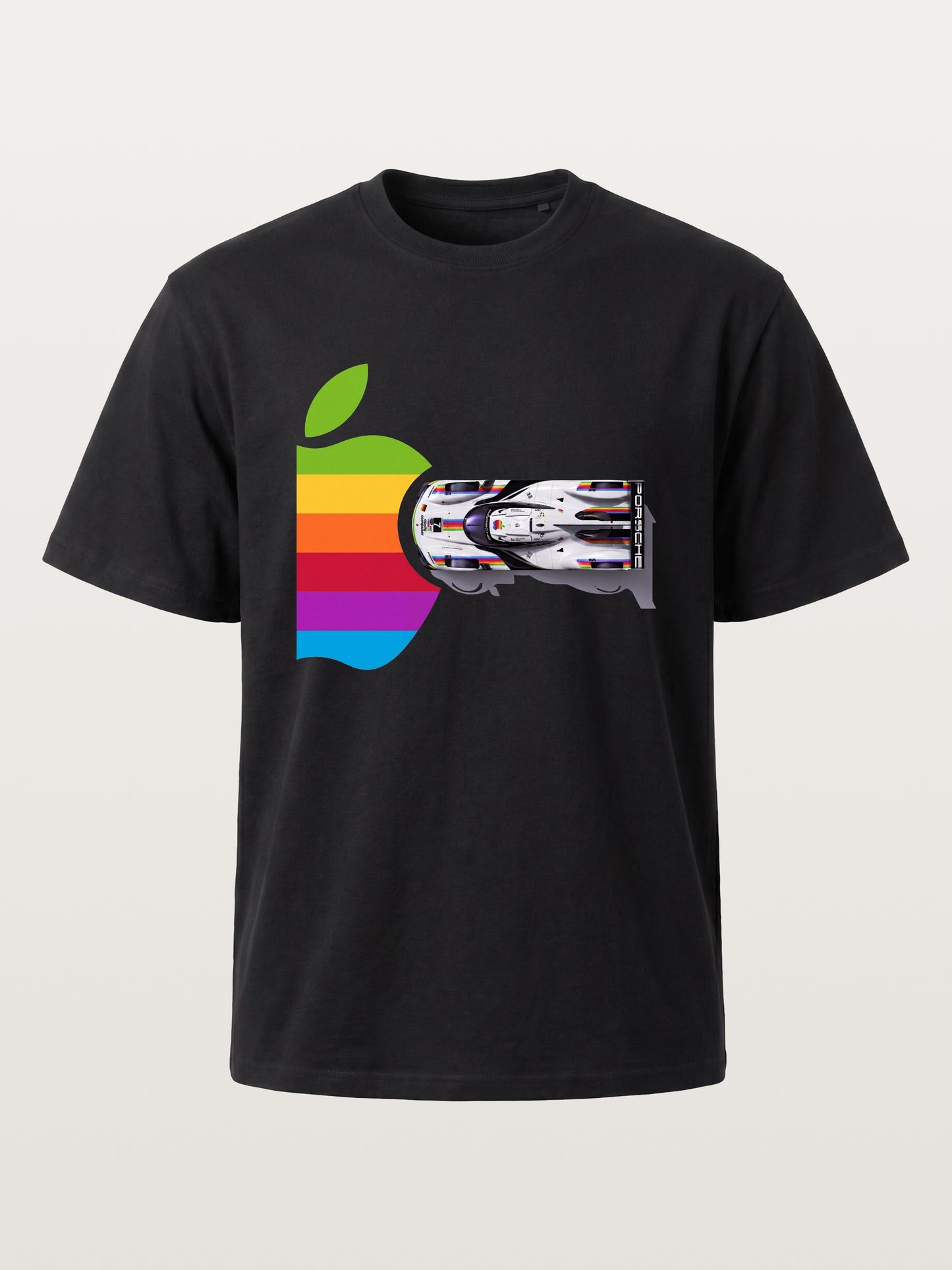 Rainbow Apple Shape Le Mans Race Car Cotton T-shirt