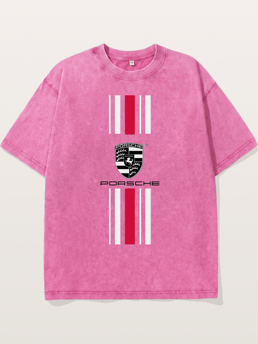 Porsche Crest Striped Design Washed T-shirt
