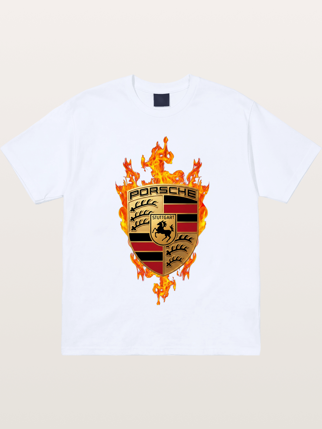 Porsche Flaming Logo Print Gildan T-shirt