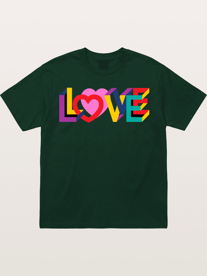 3D Love Typography With Heart Gildan T-shirt