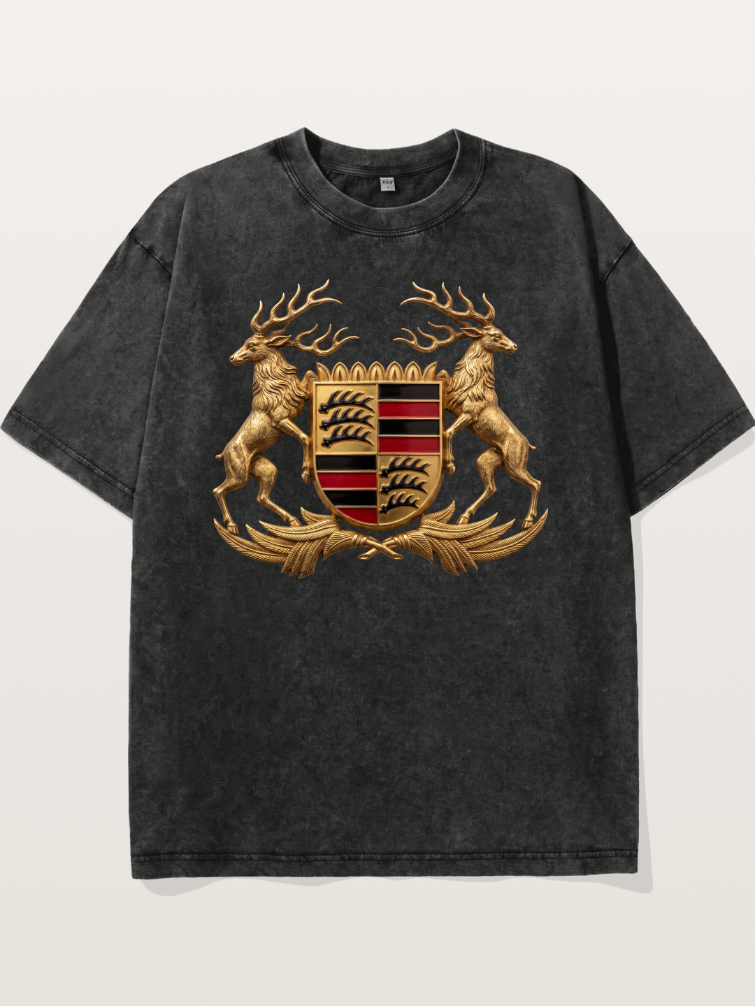 Porsche Crest Deer Artwork Washed T-shirt