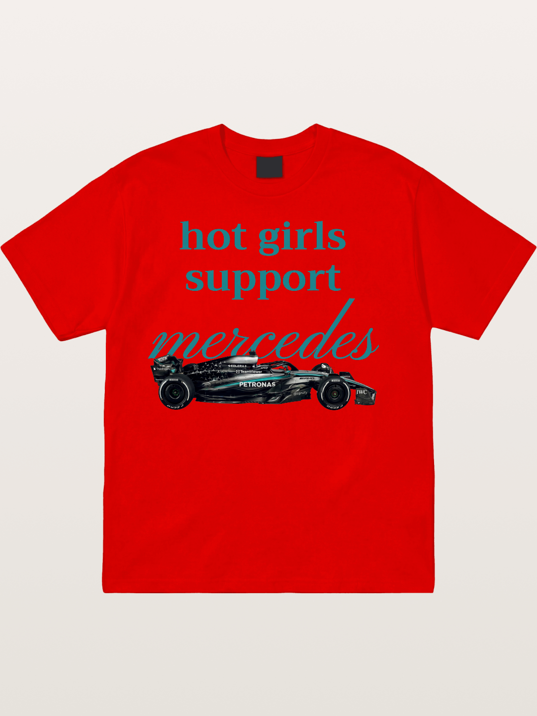 Mercedes F1 Racing Text Print Cotton T-shirt