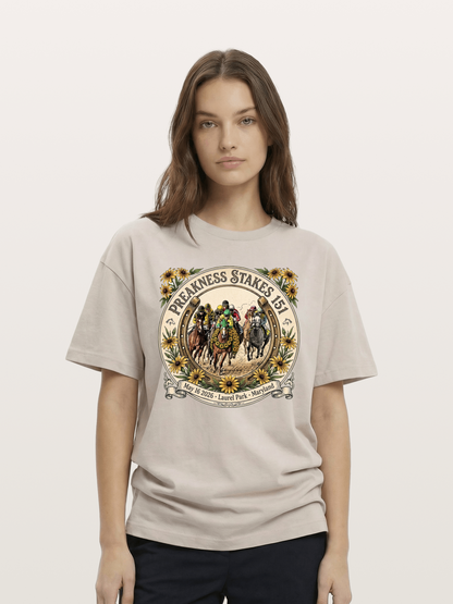 151st Preakness Stakes Horseshoe Badge Cotton T-shirt